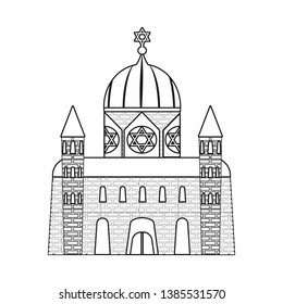 Vector design of synagogue and jewish symbol. Set of synagogue and old vector icon for stock.
