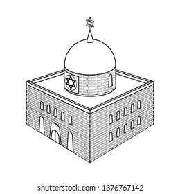 Vector design of synagogue and judaism sign. Collection of synagogue and jewish stock symbol for web.