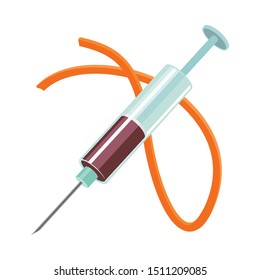Vector design of syringe and injection icon. Graphic of syringe and iv Stock vector illustration.