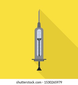 Vector design of syringe and needle symbol. Graphic of syringe and shot vector icon for stock.