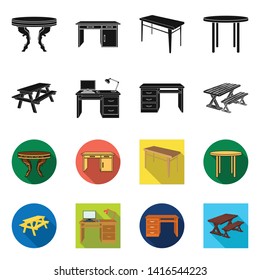 Vector design of table and wooden icon. Set of table and desk stock symbol for web.