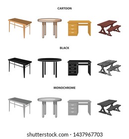 Vector design of table and wooden icon. Set of table and desk stock symbol for web.