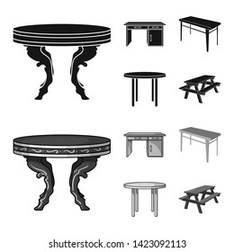 Vector design of table and wooden logo. Collection of table and desk vector icon for stock.