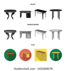 Vector design of table and wooden logo. Collection of table and desk stock symbol for web.