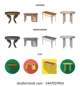 Vector design of table and wooden logo. Set of table and desk stock vector illustration.