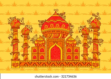 Vector design of Taj Mahal in Indian art style