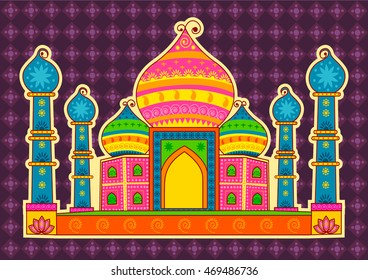 Vector design of Taj Mahal in Indian art style