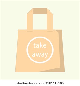vector design of Take Away sign symbol with paper bag