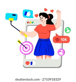 Diseño de Vector de tomar selfie aislado sobre fondo blanco