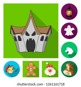 Vector design of tale and character logo. Set of tale and cute stock symbol for web.