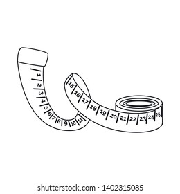 Vektorillustration-Design von Band und Messsymbol. Set von Vektorillustration-Illustrationen mit Klebeband und Zentimetern.