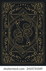 Vector design for tarot cards with snakes