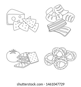 Vector design of taste and crunchy logo. Set of taste and cooking stock vector illustration.