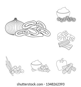 Vector design of taste and crunchy sign. Set of taste and cooking stock vector illustration.