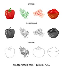Vector design of taste and product icon. Set of taste and cooking stock vector illustration.