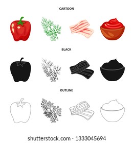 Vector design of taste and product icon. Set of taste and cooking vector icon for stock.