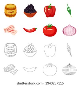 Vector design of taste and product icon. Collection of taste and cooking stock symbol for web.
