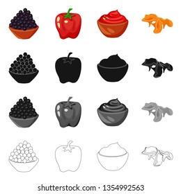 Vector design of taste and product icon. Collection of taste and cooking stock symbol for web.