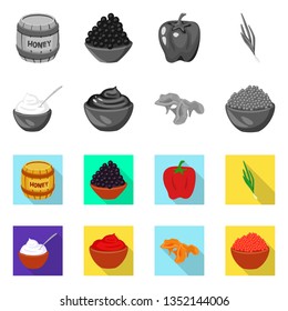 Vector design of taste and product logo. Set of taste and cooking vector icon for stock.