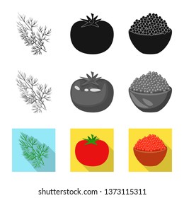 Vector design of taste and product logo. Set of taste and cooking stock vector illustration.