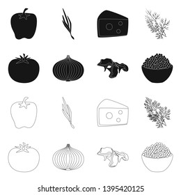 Vector design of taste and product logo. Set of taste and cooking stock vector illustration.