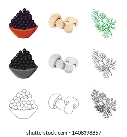Vector design of taste and product logo. Set of taste and cooking vector icon for stock.