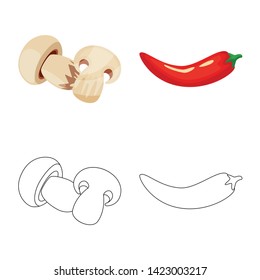 Vector design of taste and product logo. Set of taste and cooking vector icon for stock.