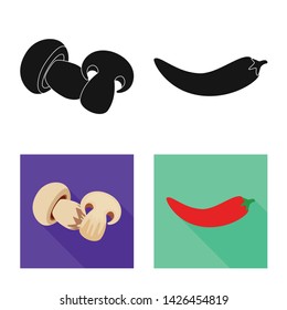 Vector design of taste and product logo. Set of taste and cooking vector icon for stock.