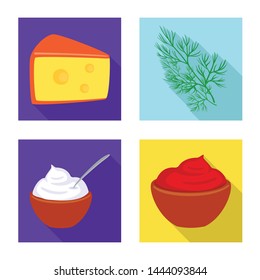 Vector design of taste and product logo. Set of taste and cooking vector icon for stock.