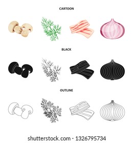 Vector design of taste and product sign. Set of taste and cooking stock symbol for web.