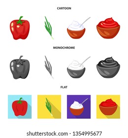 Vector design of taste and product sign. Set of taste and cooking stock symbol for web.