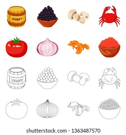 Vector design of taste and product sign. Set of taste and cooking vector icon for stock.