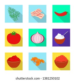 Vector design of taste and product sign. Set of taste and cooking stock symbol for web.