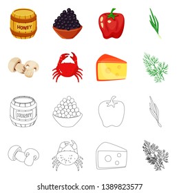 Vector design of taste and product sign. Set of taste and cooking stock vector illustration.