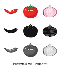 Vector design of taste and product sign. Collection of taste and cooking stock symbol for web.