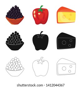 Vector design of taste and product sign. Set of taste and cooking vector icon for stock.