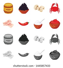 Vector design of taste and product sign. Set of taste and cooking stock symbol for web.