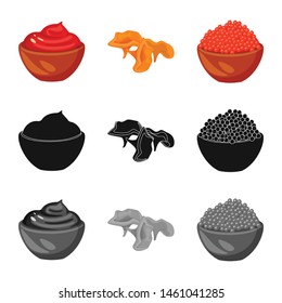 Vector design of taste and product sign. Collection of taste and cooking stock symbol for web.