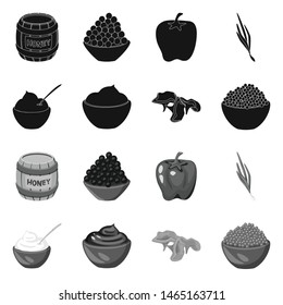 Vector design of taste and product sign. Set of taste and cooking stock vector illustration.