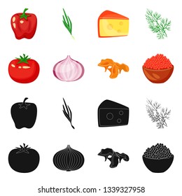 Vector design of taste and product symbol. Collection of taste and cooking stock symbol for web.