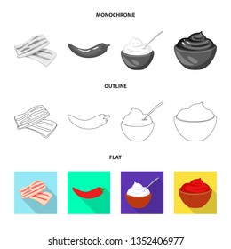 Vector design of taste and product symbol. Collection of taste and cooking stock vector illustration.