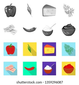 Vector design of taste and product symbol. Set of taste and cooking stock symbol for web.