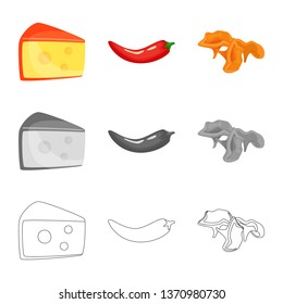Vector design of taste and product symbol. Collection of taste and cooking stock symbol for web.