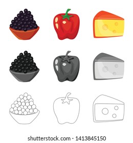 Vector design of taste and product symbol. Collection of taste and cooking vector icon for stock.