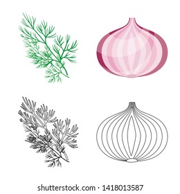 Vector design of taste and product symbol. Set of taste and cooking stock vector illustration.