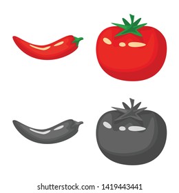 Vector design of taste and product symbol. Set of taste and cooking vector icon for stock.