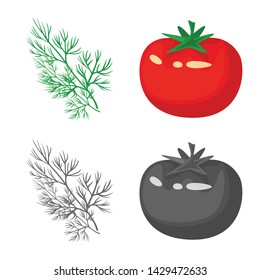 Vector design of taste and product symbol. Collection of taste and cooking stock symbol for web.
