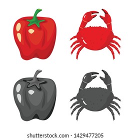 Vector design of taste and product symbol. Set of taste and cooking vector icon for stock.