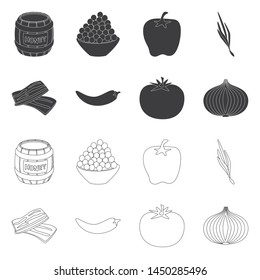 Vector design of taste and product symbol. Set of taste and cooking stock vector illustration.