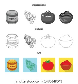 Vector design of taste and product symbol. Collection of taste and cooking stock symbol for web.